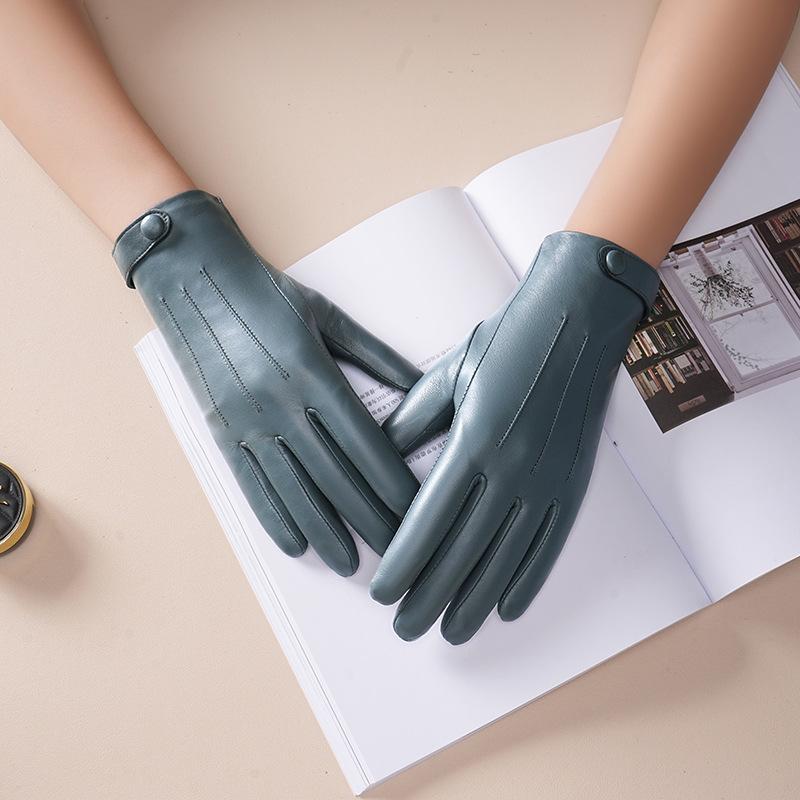 Перчатки из натуральной овчины, женские, из натуральной кожи, для велоспорта, вождения, зимние, теплые, с флисовой подкладкой Luva, модные аксессуары