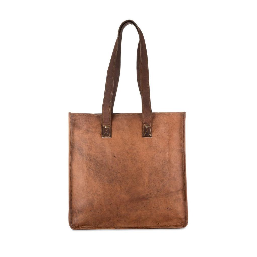 Ladies Tote Bag - Brown Leather Shopping Purse -Casual Shoulder Handbag.