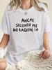 Women's Casual Short Sleeve T-Shirt Italian Letter Print Top with Black Graphic Round Neck Regular Fit H-Silhouette