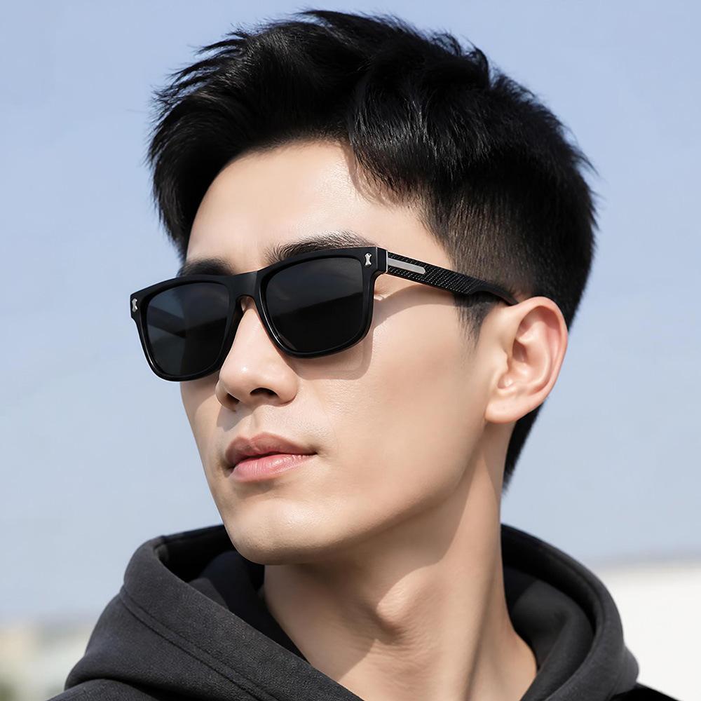 New stylish and simple men's square UV-proof sunglasses retro rice nails advanced fishing driving sunglasses