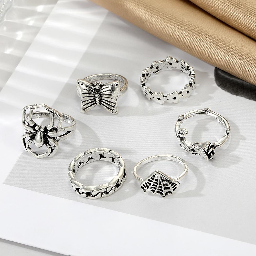 Изысканное винтажное кольцо ручной работы с выдолбленной розой и бабочкой-пауком, набор колец