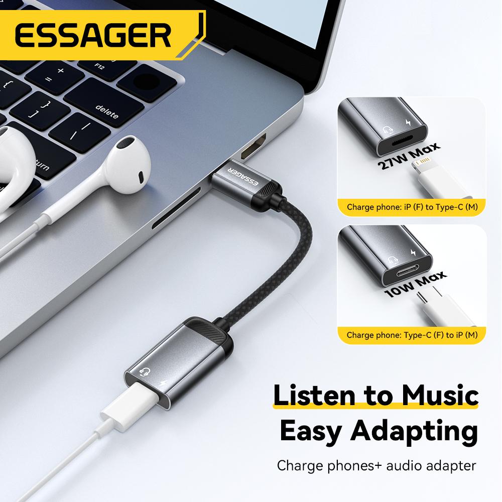 Essager Type-C To Lightning Audio Adapter Cable USB-C Female to Lightning Male OTG Converter for iPhone 16 iPad Pro MacBook Air 3