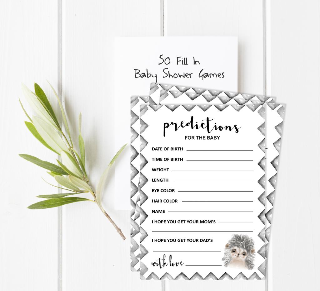 Inkdotpot Игровой набор Baby Shower из 50 игр BabyA AlphabetA ABCA Game Hedgehog Jungle Animals Party