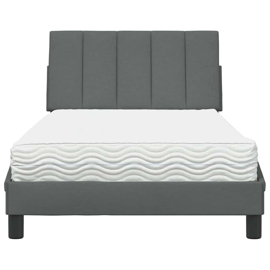 Bed with Mattress Hanko Dark Grey 100x200 cm Fabric