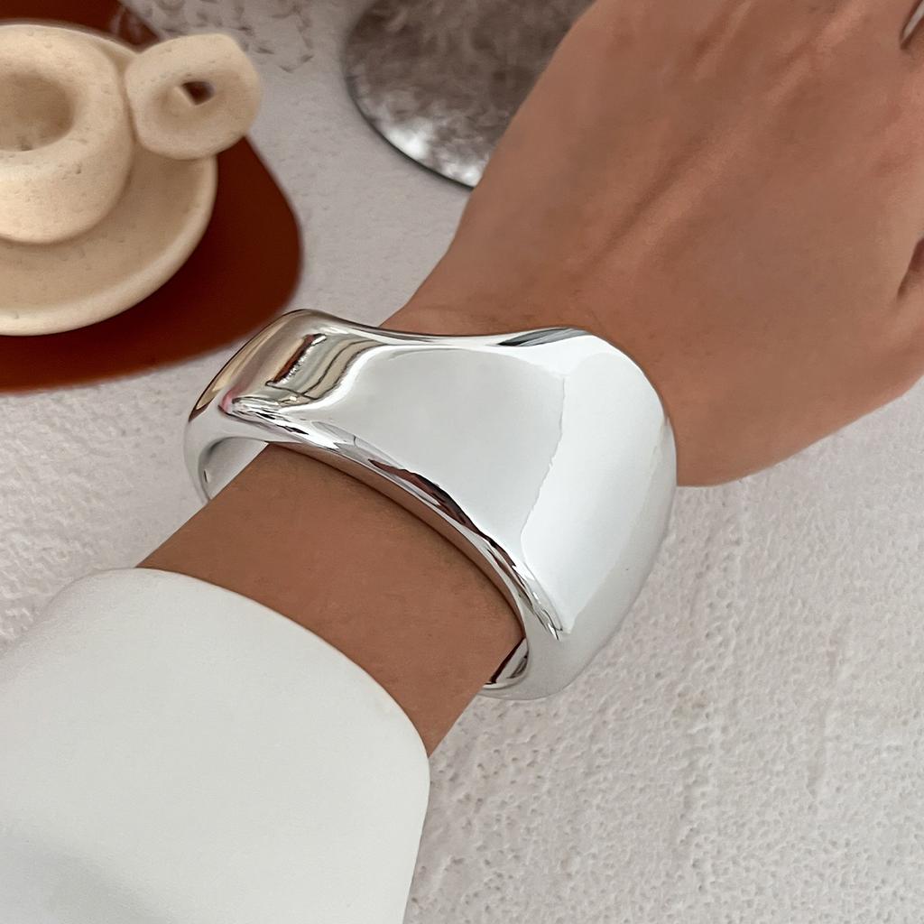 Exaggerated Punk Irregular CCB Metal Chunky Cuff Bangles for Women Hip Hop Gold Color Wide Bracelet Steampunk Men Jewelry