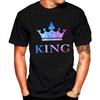 Summer King Queen Printed Cotton T-shirts Couple Short Sleeve Tees Men Women Casual Graphic Tees T Shirts