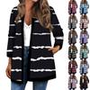 Женская осенне-зимняя модная повседневная куртка-кардиган средней длины с длинным рукавом и принтом