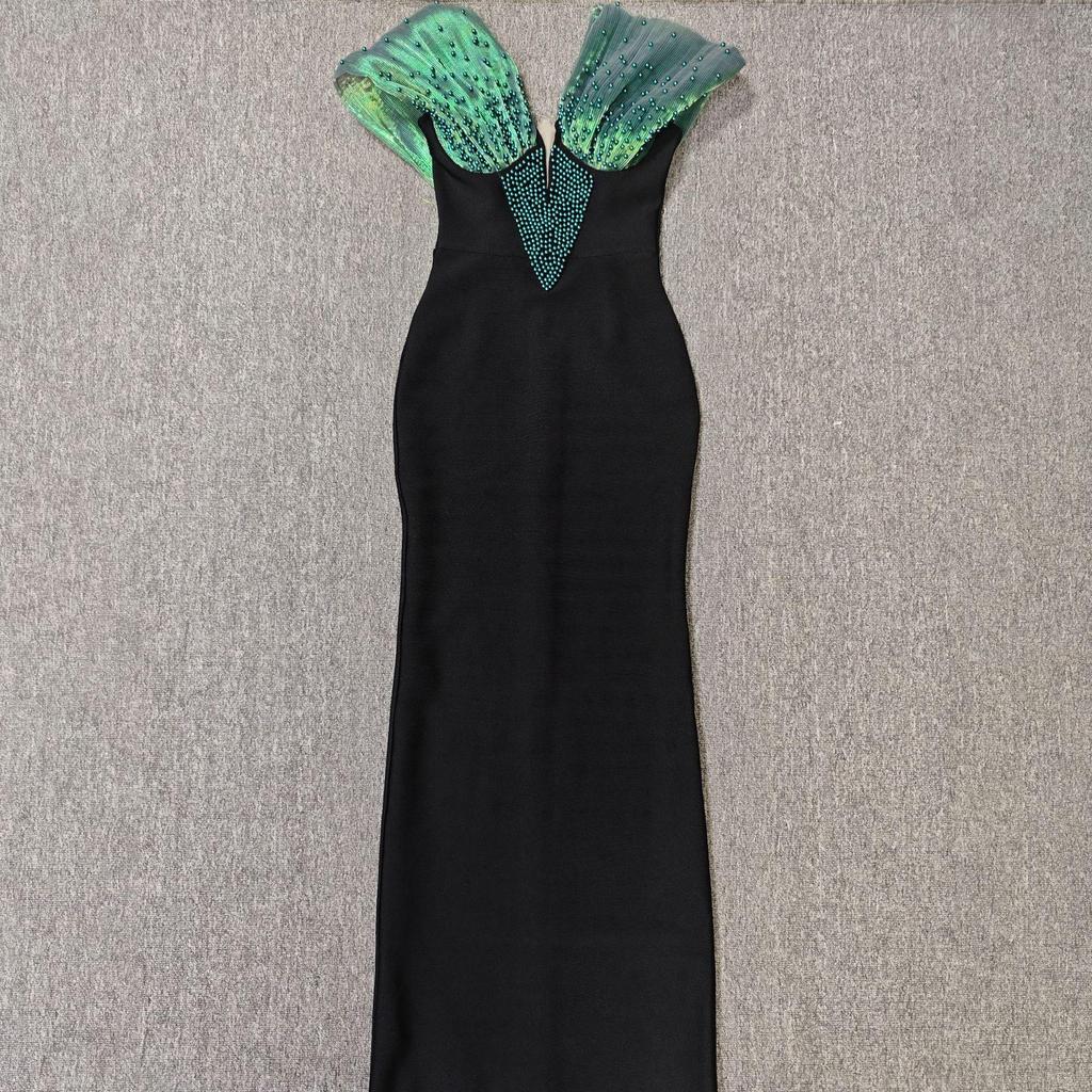 2025 Элегантное французское вечернее платье с бисером и жемчугом на бретелях-бинтах