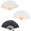 Складной веер из кружева с бамбуковыми костями в винтажном стиле, ручной веер с кисточкой для одежды в стиле деко