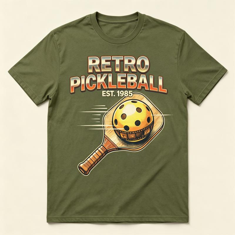 Pickleball 1985 Vintage TShirt Black White Navy Khaki Gray Olive Cotton Short Sleeve Sport Tee Streetwear Player Lover Life Fun