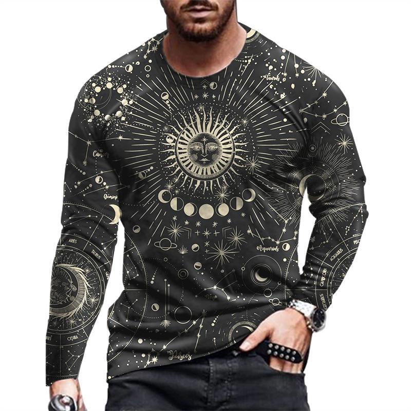 Spring Autumn Men Casual 3D Digital Print Hip Hop T Shirt Men Sport Long Sleeve Round Neck Fitness Tops T Shirt