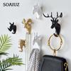 1PC Keys Hanger Creative American Hanging Hook Wall Holder Strong Seamless Sticking Hook Decorative Hook Animal Hooks
