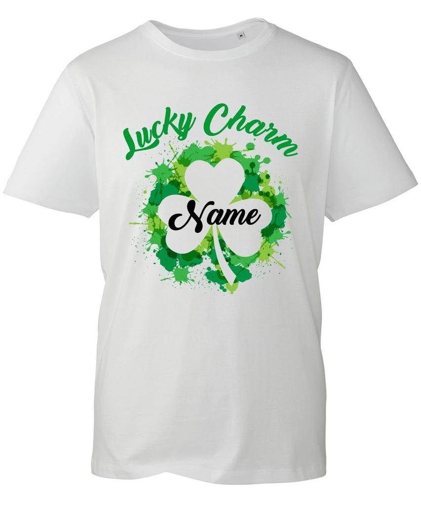 Personalised Lucky Charm St Patrick's Day Name T-Shirt, Leprechaun Unisex Top