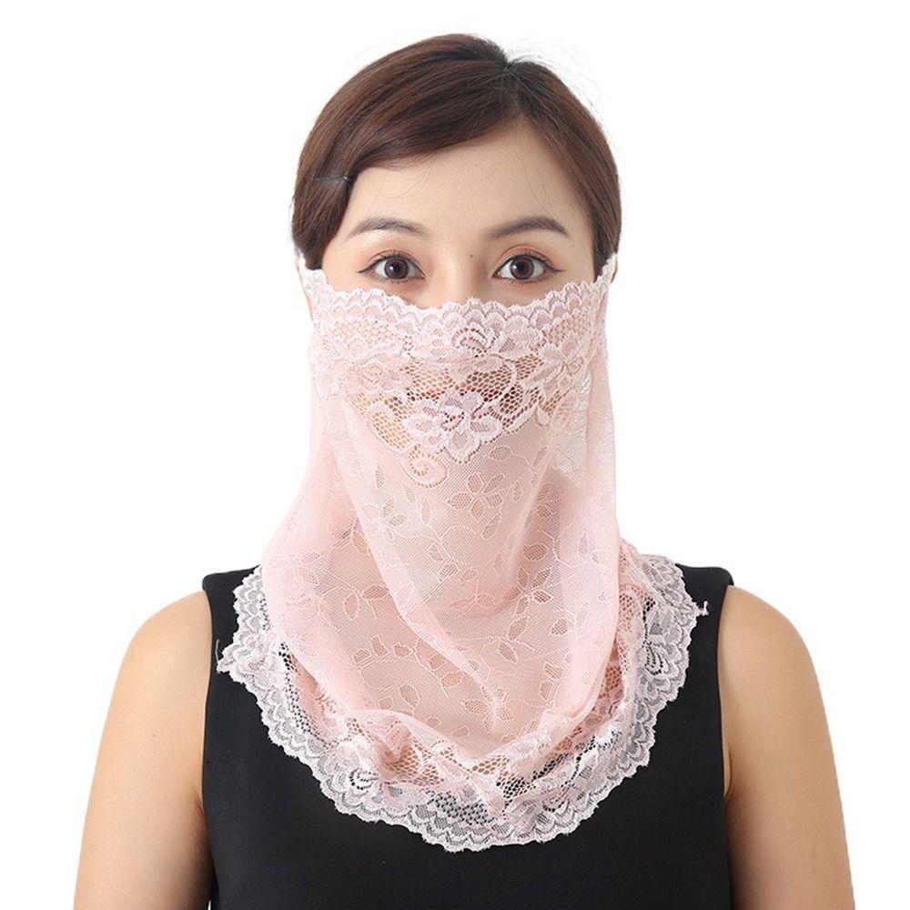 Cycling Hiking Sun UV Protection Hanging Ear Sports Face Scarves Lace Mask Neck Scarf Face Cover