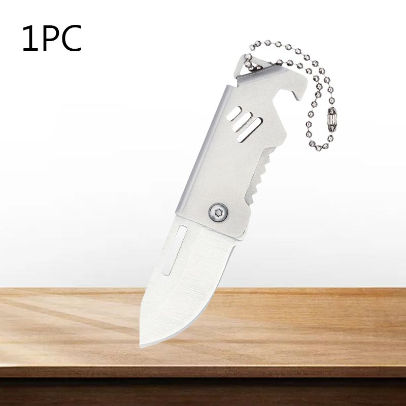 Mini Fruit Knife Stainless Steel Kitchen Paring Knife Folding Sharp Pocket Knives Kitchen Knife with Key Chain Non-slip Handle