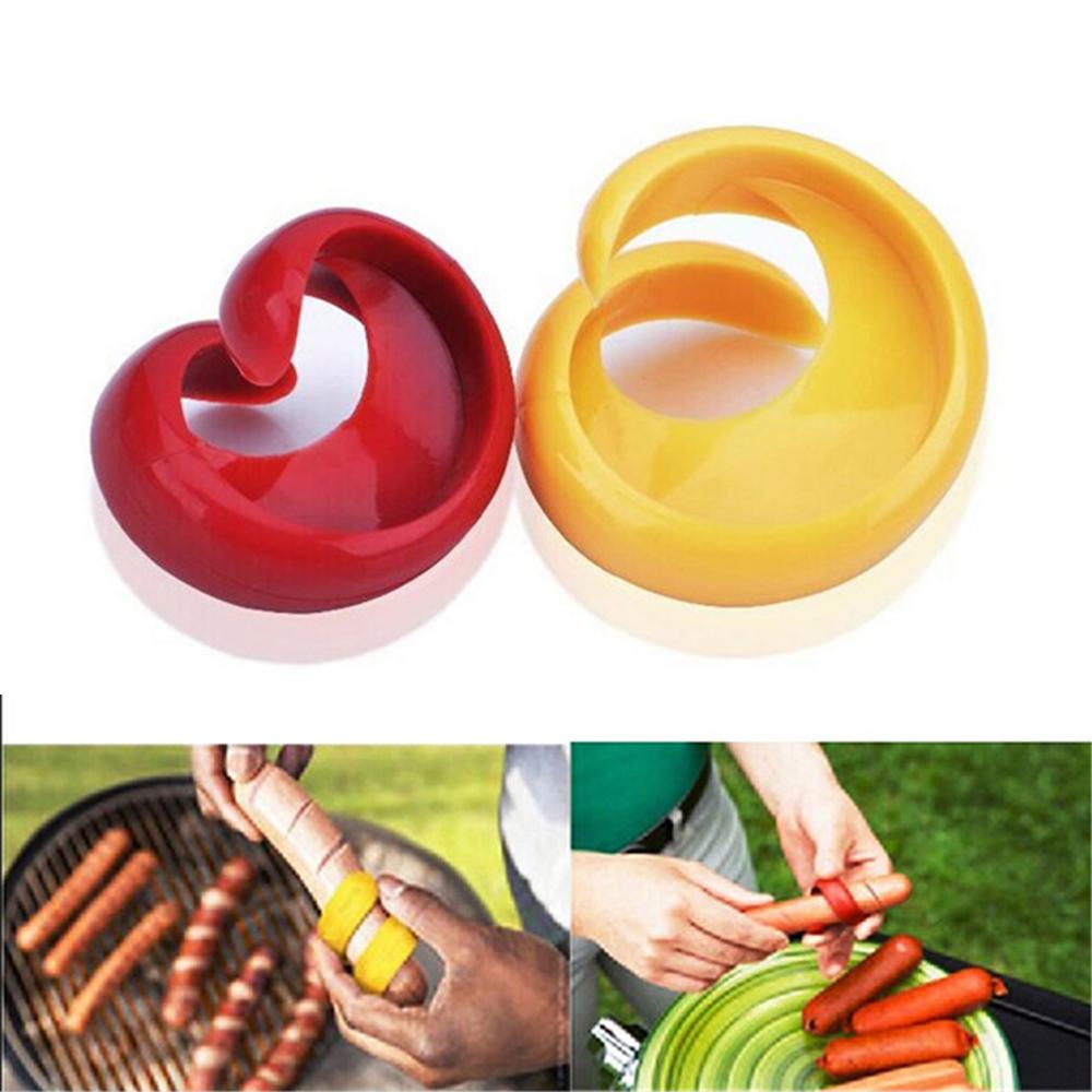 2Pcs Sausage Cutter Set Food -Grade Plastic Manual Sausage Cutter Spiral Barbecue Hot Dogs Cutter