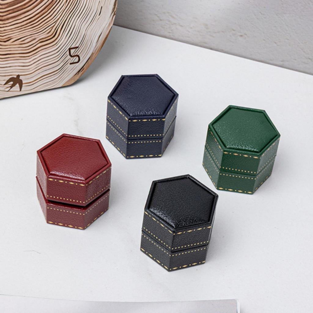 Patterned Ring Box European Earrings Organizer Ring Holder Case Luxurious Hexagon Jewelry Box For Dressing Table Gift For Women