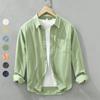Spring Men's Casual Long-Sleeved Shirt, Versatile Japanese Style Simple Fashion Shirt, Youth Loose Trendy Cotton Coat