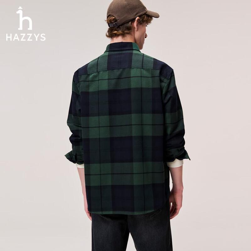 Мужская клетчатая рубашка с длинным рукавом HAZZYS PHIZ, свободный крой, 100% хлопок