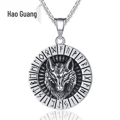 Винтажная подвеска-кулон из нержавеющей стали с руной викингов и волчьей головой - модный мужской хип-хоп аксессуар