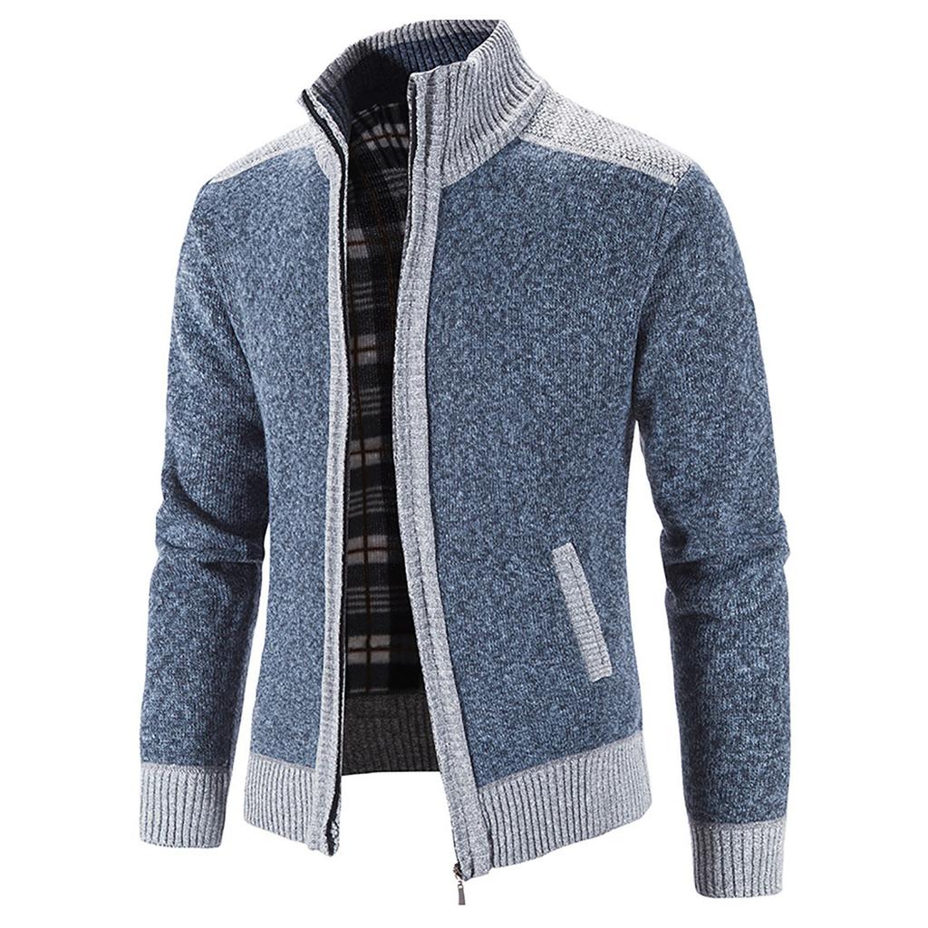 Men's Casual Autumn Winter Zipper Sweater Stand Collar  Cardigan Tops Sweater Blouse Coat