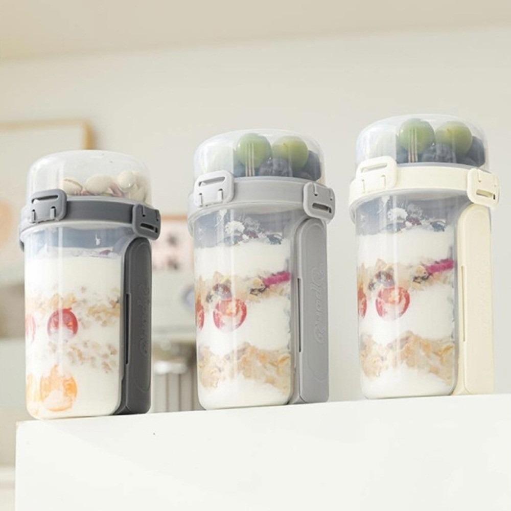 Double-layer Yogurt Parfait Cups with Spoon Fork 800-1000ml Breakfast Cup School Office Use