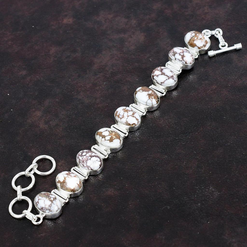 Браслет из дикого магнезита, украшения из натуральных камней, браслет ручной работы, браслет из стерлингового серебра 925 пробы, браслет с регулируемой цепочкой, подарок для мамы