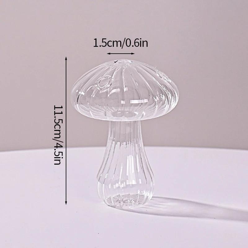 Mushroom Glass Vase Transparent Flower Bottle Small Vase Hydroponic Flower Pot Aromatherapy Bottle Office Desktop Ornament