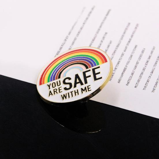 Значок You Are Safe with Me, значок на лацкан с радужной эмалью и вдохновляющей цитатой, брошь Color Block для одежды, сумок, рюкзаков, курток, шляп