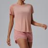 Women's Breathable Quick-Dry Mesh Short Sleeve Yoga Top – Loose Fit Fitness Training T-Shirt