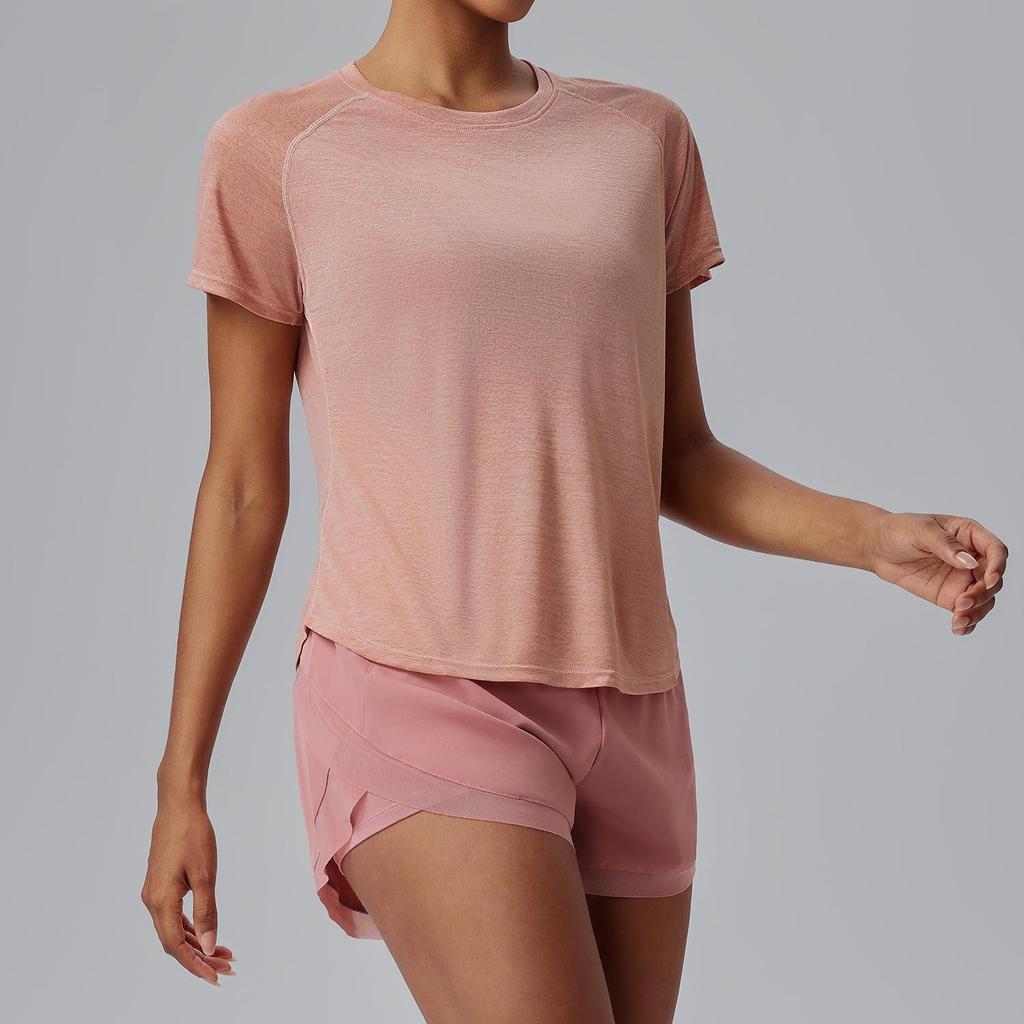 Women's Breathable Quick-Dry Mesh Short Sleeve Yoga Top – Loose Fit Fitness Training T-Shirt