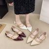 High Heels Spring and Summer New Single Shoes Women's Versatile Thick Heel Bag Head Hollow Rivet Tip Niche Flat Women's Shoes