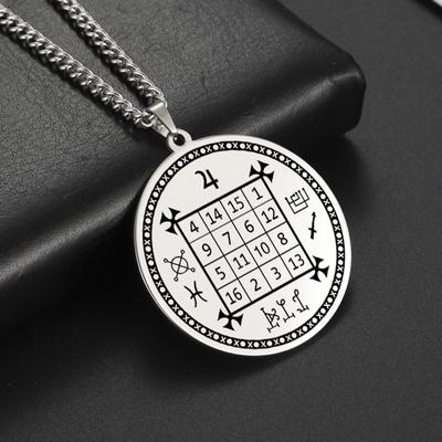 Соломон Сатурн Юпитер Волшебный кулон квадратный талисман подвески ожерелье из нержавеющей стали оккультные украшения