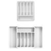 FALOFALO Extendable Cutlery Kitchen Drawer Easy To Stationery Storage Case, W33cm-57cm, Storage, Organization, Clean, Makeup, (White)