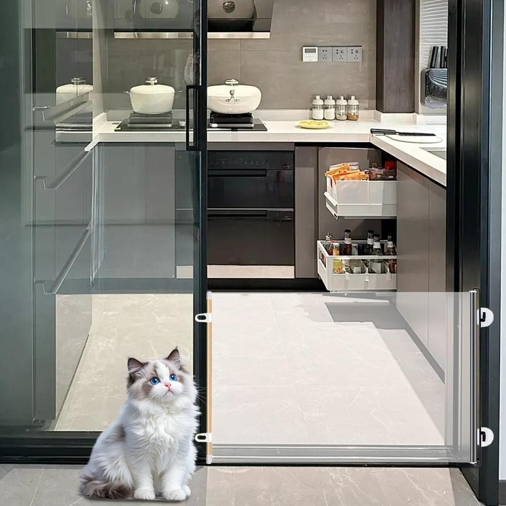 Dog Gate For Stairs Retractable Dog Safety Gates Tall Transparent Safety Barrier Pet Supplies For Cats Hallway Kids Fireplace