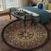Круглый ковер в стиле ретро с черными и золотыми цветами, стул лотоса, напольный коврик, мягкие ковры для гостиной, противоскользящий ковер, ковер для декора спальни