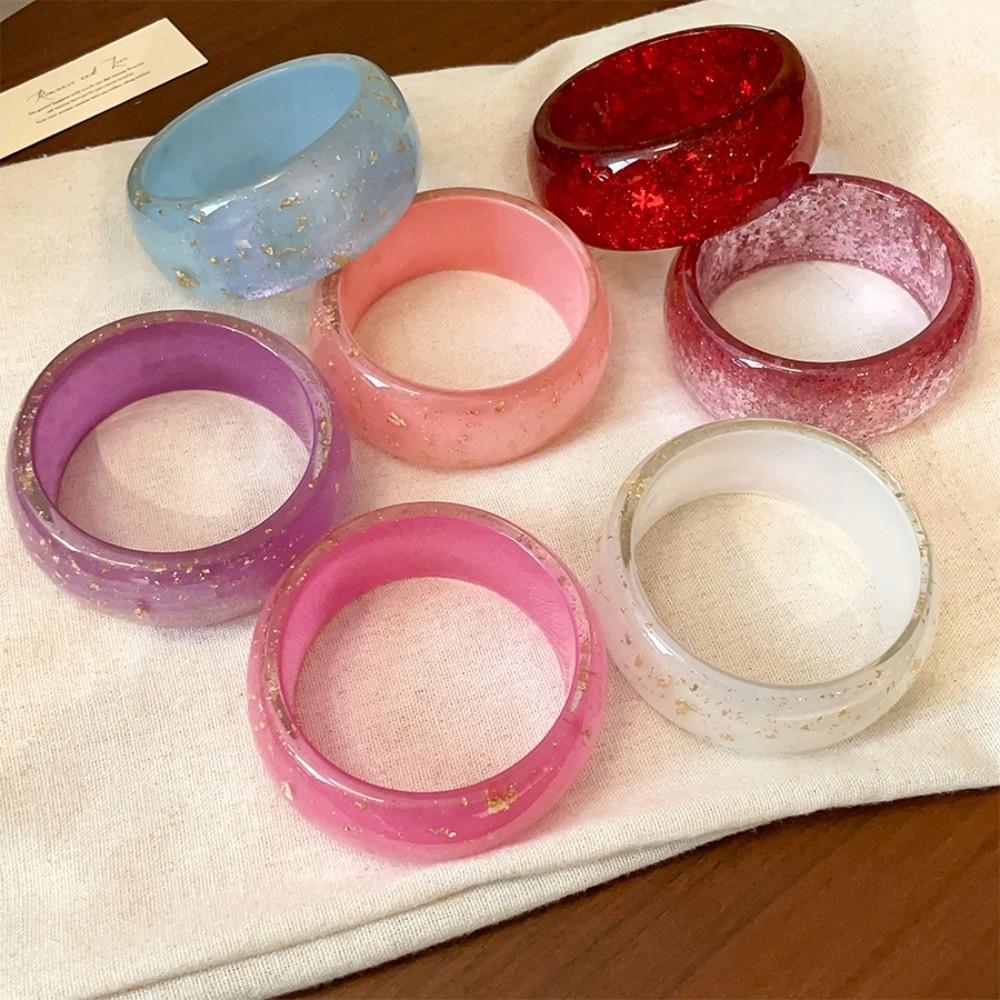 Smudging Women Wide Bracelet Resin Retro Hand Ring Fashion Aurora Dopamine Bangle Decoration