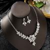Exquisite Necklace Earrings Set Shining Crystal Necklace Set Princess Rhinestone Jewelry Set  Women