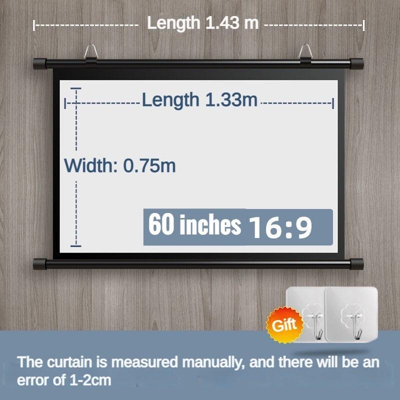 60/72/84 Inches Projection Screen Entertainment Projector Curtain HD Mobile Portable Tripod Screen