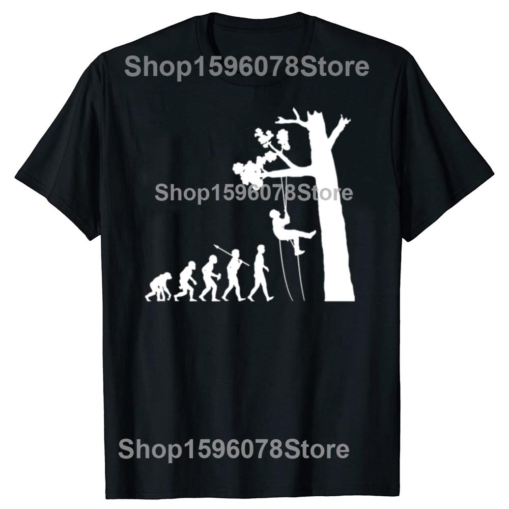 Funny Arborist Evolution T Shirts Men Humor Streetwear Tee Shirt Short Sleeve Classic Tree Surgeon Unisex Loose Clothing