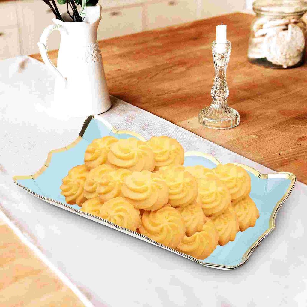 4 Pcs Paper Trays Disposable Cake Dessert Plates Square Lace Platters Cookie Fruit Party Serving Bowls Plates Trays Home Decor