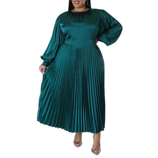 Женское платье с круглым вырезом и рукавами-фонариками, большого размера, макси-платье с высокой талией