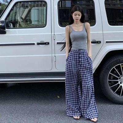 Женские новые летние брюки с высокой посадкой, прямые, повседневные, маленькие, свободные, драпированные, широкие, универсальные