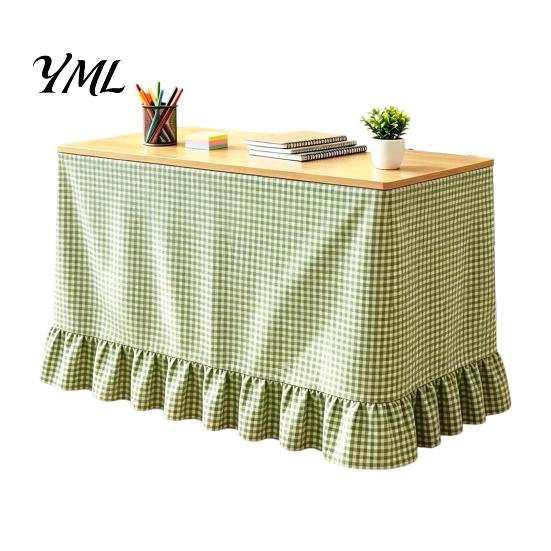 School Desk Cover Gingham Ruffled Table Skirt, Cottagecore Teacher Skirt for Classroom, Classroom Decor Accessories Plaid Tablecloth Birthday Wedding