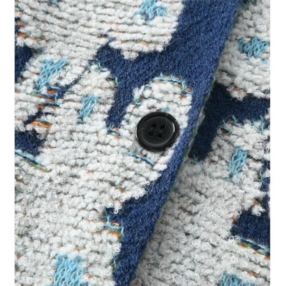 Sweaters Flower Coat Pink Cardigan Autumn Women Print O-Neck Bat Sweaters Knitting Loose Sweater Green