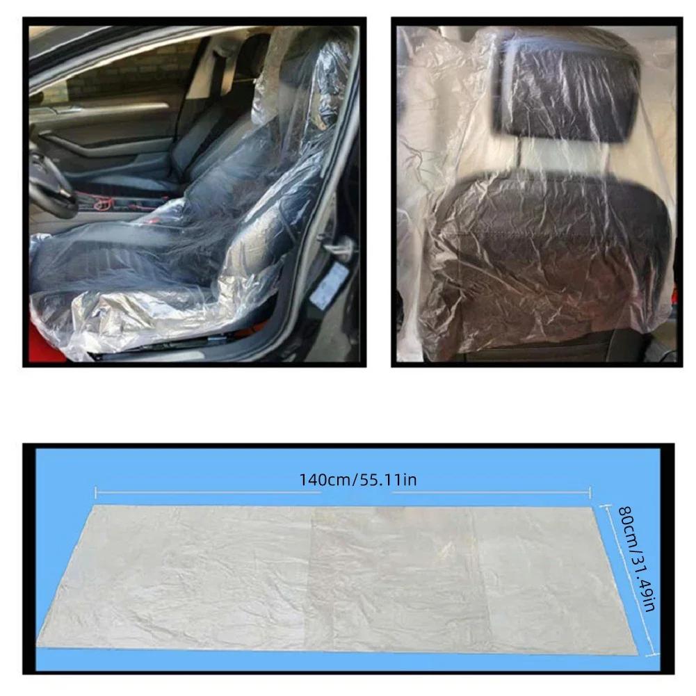 50 шт. одноразовые чехлы для автомобильных сидений из пластика, противообрастающие, водонепроницаемые, пылезащитные чехлы для подушек сидений, принадлежности для салона автомобиля