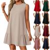 Women's Fashion Casual Sleeveless Round Neck Ruffle Dresses