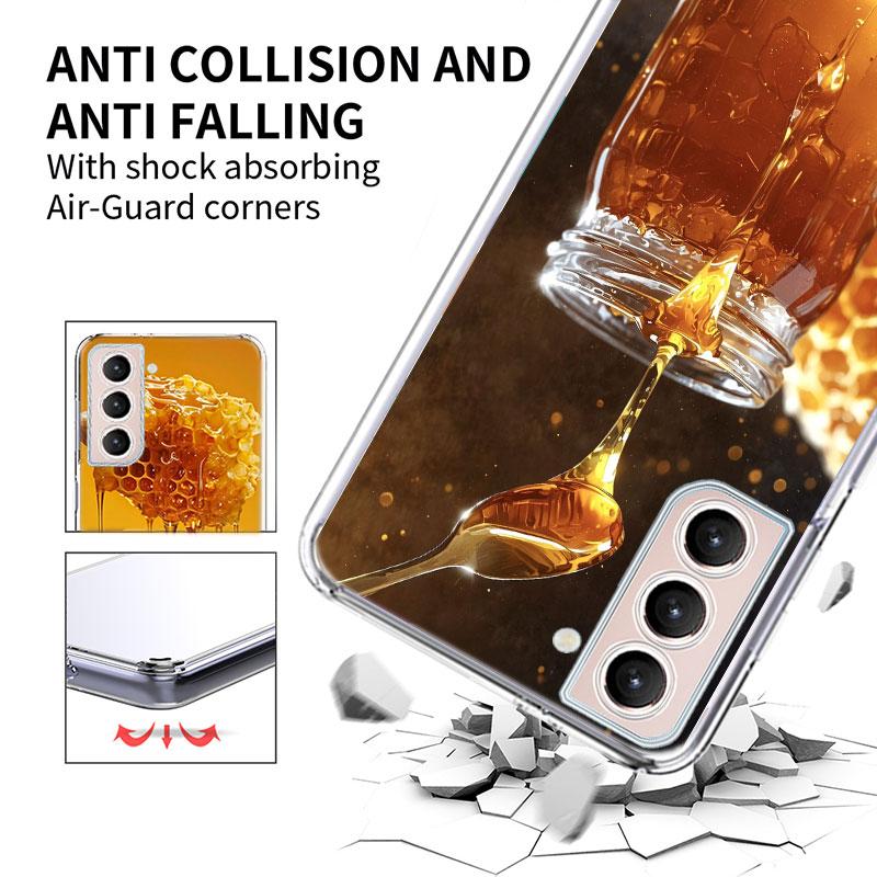 Golden Honey Dripping From Honeycomb Phone Case For Samsung Galaxy S25 Edge S24 S23 FE S21 S20 S10 Plus S22 S26 Ultra Cover Clea