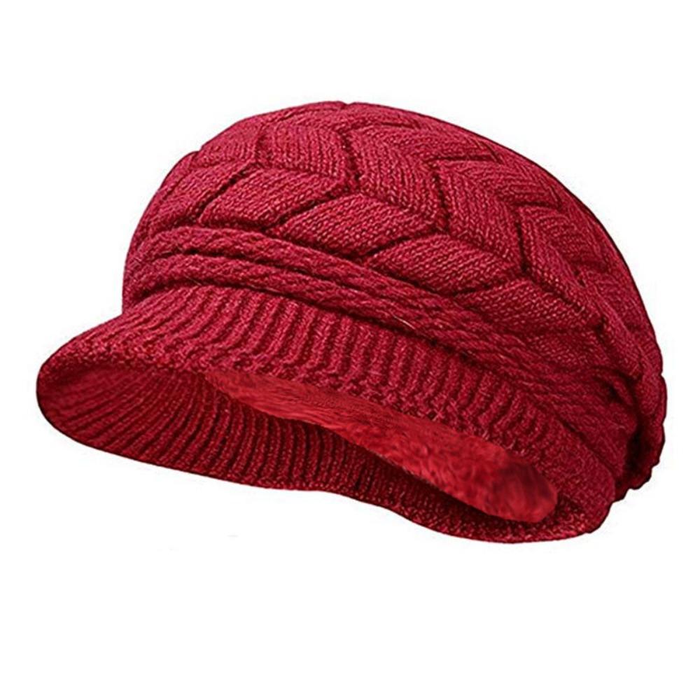 Thicken Warm Women Beret Cap Winter Thicken Knit Hat Elegant Striper Knitted Cap Women Girls