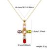1 Piece Gold Plated Cross Charm Necklace Brass Chain Cubic Zirconia Pendant Necklace For Women Fashion Jewelry 46cm + 6cm